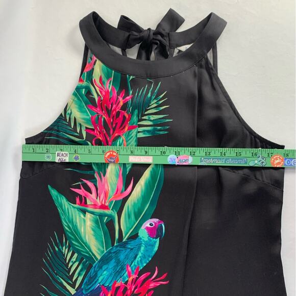 Tommy Bahama Tropical Print Black‎ Mini Dress Paradiso Parrots Women’s Size S - Picture 8 of 16